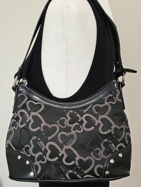 XOXO Black and Gray Heart-Pattern Shoulder Bag